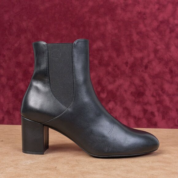Stuart Weitzman Women Yuliana 60 Black Leather Slip-on Chelsea Dress Boots sz 12 - Picture 4 of 9